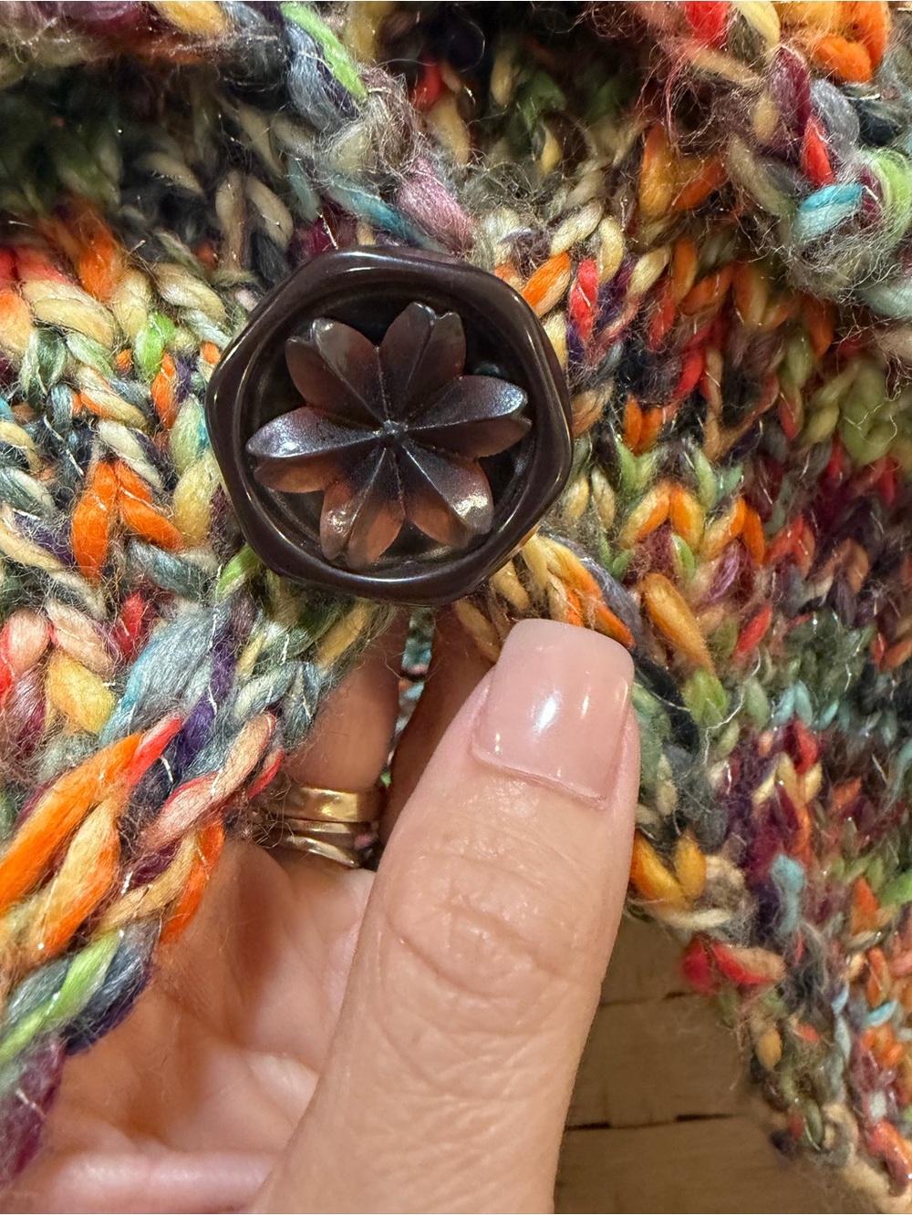 Free People Y2K Chunky Knit Cropped Cardigan Sweater Size L Boho Festival Cozy - Picture 5 of 5